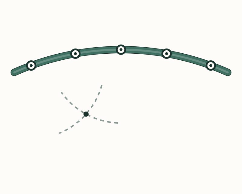 Swing an arc from the mark on each side
