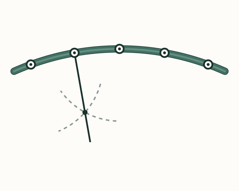 Rule from the mark through the crossing