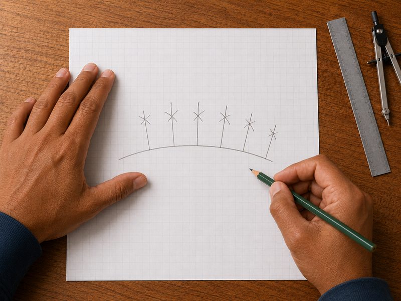 How to Draw Radius Lines on an Arc Without Its Center