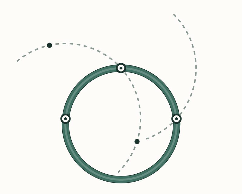 Swing an arc from the left crossing