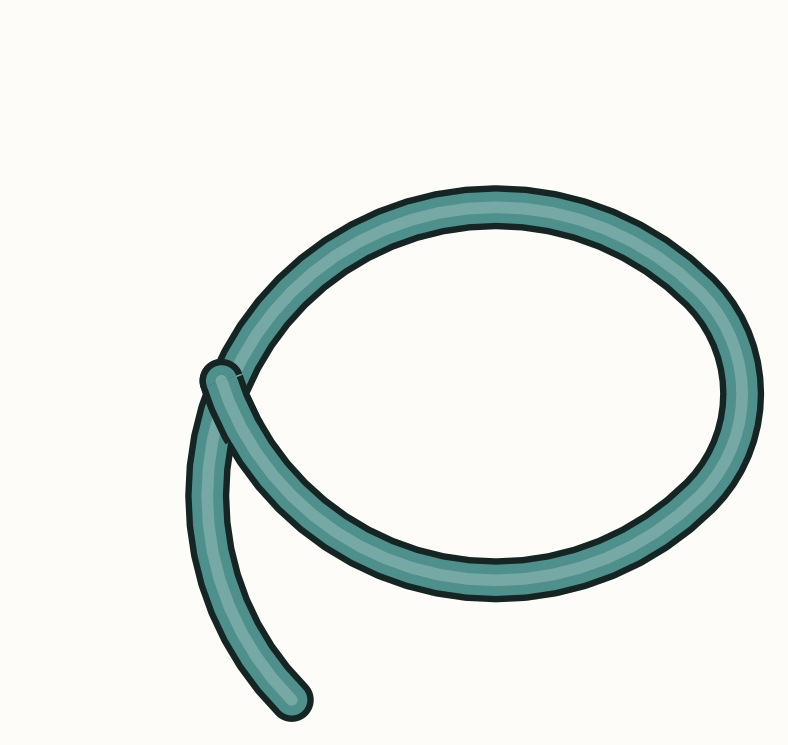 Take the tail behind the standing part